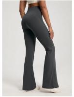 Pantalones desnudos de cintura alta para mujer, pantalones elásticos con parte inferior acampanada para ejercicio físico, informales, para correr al aire libre, Yoga - details 9