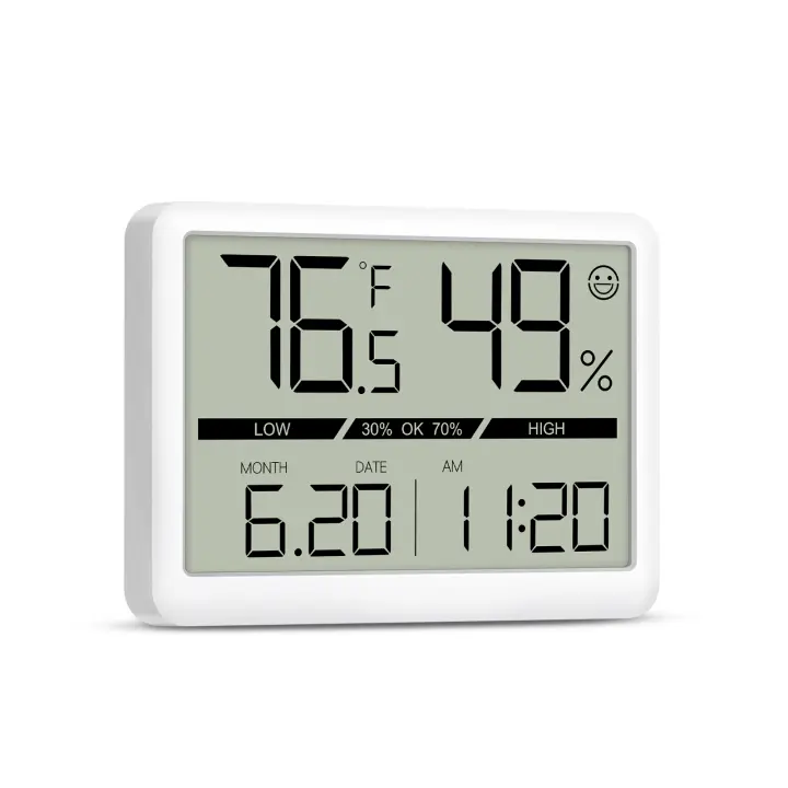 ORIA-medidor de humedad para habitación, higrómetro LCD de gran número, preciso, con reloj - 1