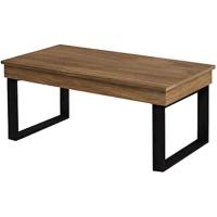 Mesa Centro Elevable de Madera Maciza, Acabado Encerado, Patas Color Negro. Medidas: 100x50x47 cm. - details 3