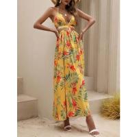 2025 Nuevos vestidos de mujer, estampados, sin espalda, con lazo, falda con abertura - details 25