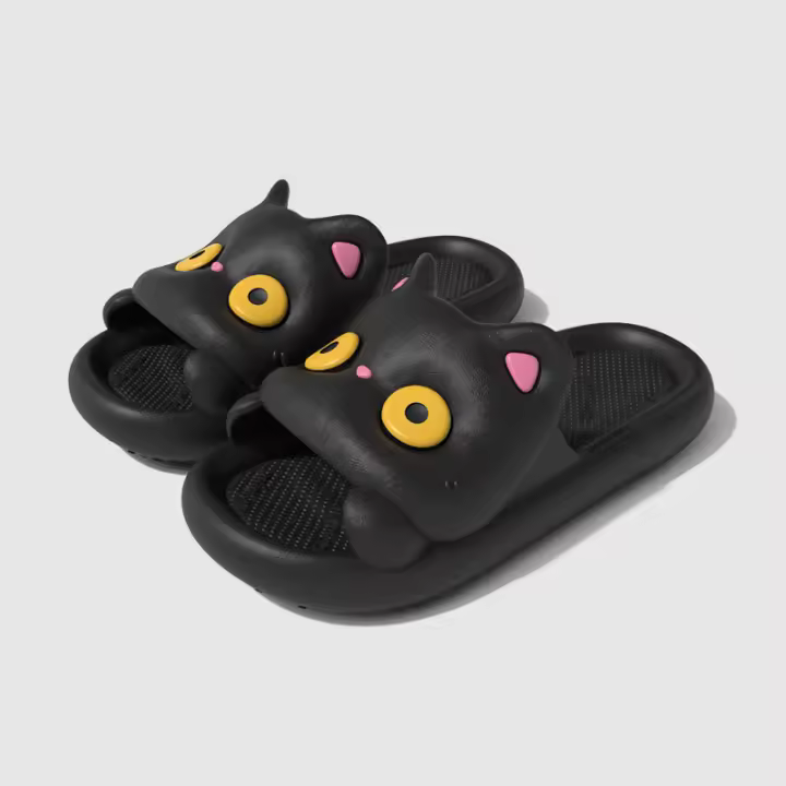 Lindo gato de la suerte de dibujos animados zapatillas de verano nuevo interior hogar baño baño gato sandalias - 1