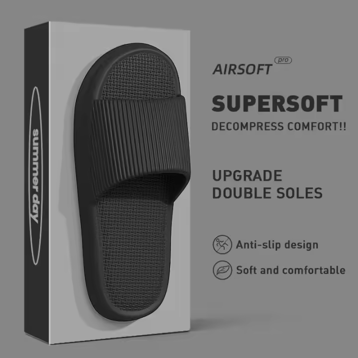 Zapatillas de casa de Color sólido para hombre y mujer, chanclas de baño antideslizantes de EVA, sandalias ligeras concisas, zapatos para parejas, verano - 1