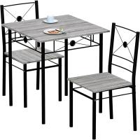 Juego de Mesa de Comedor y Silla, Juego de Muebles Modernos y contemporáneos para Cocina (Gris, 2 plazas) - details 0