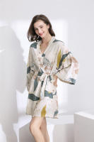 Camisón fino de algodón y seda para mujer, ropa de dormir de manga larga con estampado de flores, novedad, Primavera - details 4