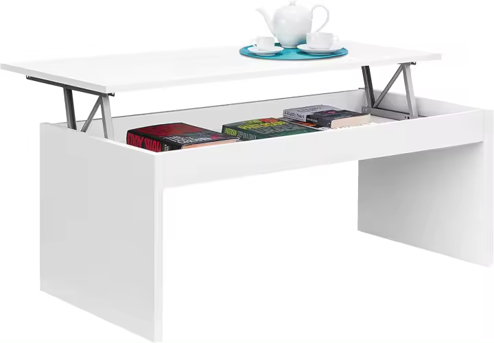 Mesa de Café Elevable de Centro Estilo Blanco Brillante Medidas 102cm x 43/52cm x 50cm - 1