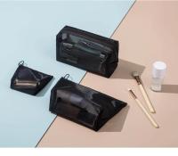 Neceser de viaje para mujer, bolsa de aseo de malla negra transparente, organizador de maquillaje, bolsa de lavado, pequeña y grande - details 28