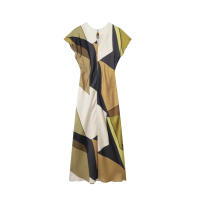 TRAFZA-Vestido largo con estampado para mujer, prenda de manga corta con cuello redondo y botones en la espalda, elegante y ajustado, para verano - details 7