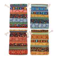 Bolsa de monedas de estilo egipcio, bolsa de regalo con cordón impreso, bolsita de algodón, monedero de viaje de caramelo, étnico, 12 unidades - details 1