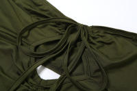 BUNO-Conjunto de 2 piezas de tendencia verano, Tops fruncidos sin tirantes + faldas con cintura fruncida, ropa elástica a juego para vacaciones en la calle - details 6