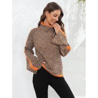 Suéter de punto corto para mujer, jersey de cuello alto, colores mezclados, empalme, estilo coreano, recién llegado - details 3