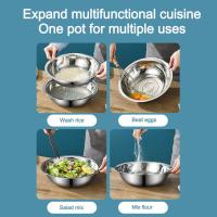 3 unids/set 3 en 1 lavabo de drenaje para lavar verduras con colador, fregadero con cubierta de rallador, lavabo de arroz de gran capacidad - details 5
