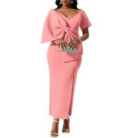 BUNO- vestido de verano de manga corta con lazo de talla grande para discoteca, vestidos grandes lisos para mujer, vestido ajustado de fiesta con curvas - details 4