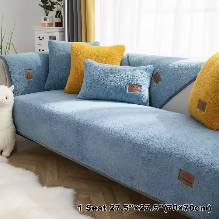 Elegante Cubierta de Sofá de Vellón Sherpa Duradera, Amigable con Mascotas, Antideslizante - 1