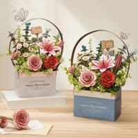 Robotime Rowood Basket DIY 3D rompecabezas de madera artesanía regalos de flores para niñas amigas diseño de decoración del hogar - details 2