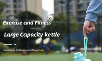 Botella de agua deportiva con pajita de gran capacidad, hervidor de agua portátil de plástico para exteriores - details 2