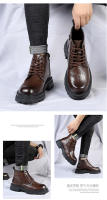 Nuevas botas de cuero de algodón. Botas cortas de locomotora interior de suela gruesa de estilo británico fino. - details 7
