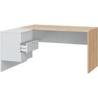 Escritorio con Cajonera, Mesa de Oficina Acabado en Blanco Artik y Roble Cananadian, Medidas: 145 cm (Largo) x 102 cm (Fondo) x 73 cm (Alto) - details 5