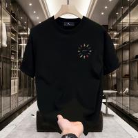 Camiseta de Algodón Groupy para Hombres Estilo Callejero Americano, Ajuste Suelto, Manga Corta, Cuello Redondo, Diseño Asimétrico, Moda Casual para Adolescentes y Adultos - details 9