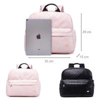 Soboba Mochila de maternidad con espacio grande y bien organizado para mamás, color rosa a cuadros, a la moda, para cochecitos - details 1