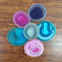 1 Uds. Losa de ágata roja, azul y púrpura de 70-90g, posavasos de cristal Mineral de amatista, borde galvanizado, rebanada de ágata geoda - details 2