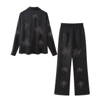 Conjunto de Moda para Mujeres OUWU Camisa de Manga Larga, Pantalones Rectos, Top de Encaje, Pantalones Sueltos - details 8