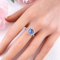 Anillo de concha de estrella de circón azul de Plata de Ley 925 para mujer, joyería de boda, anillos, regalos - details 4