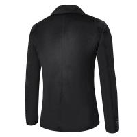Blazer ajustado de terciopelo con dos botones para hombre, Color sólido - details 2