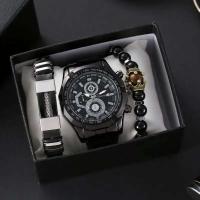 Reloj Deportivo de Cuarzo Automático Correa de Deportes de Cuero Impermeable con Banda de Acero - details 6