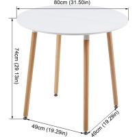Juego de Mesa de Comedor y Sillas, 1 Mesa Redonda de 80 cm + 4 Sillas Blancas, de Diseño Nórdico - details 65