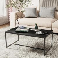 Mesa de centro de mármol para café: Mesa auxiliar de café con marco de metal estilo nórdico moderno para sofá de salón 100x60x43cm (gris) - details 17