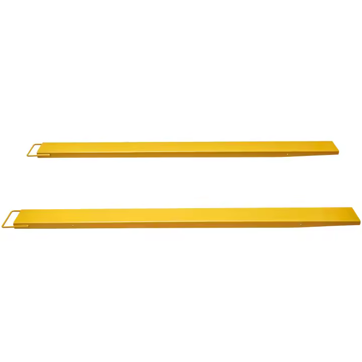 SucceBuy Extensiones de horquilla para palés, 96" de largo, 5.5" de ancho, acero al carbono resistente, 1 par para montacargas, accesorios industriales para carretilla elevadora, amarillo - 1