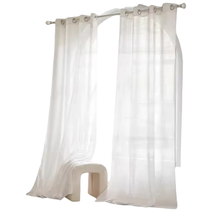 Cortinas de Lino Visillo Transparente con Ventanas Decoración Moderna para Sala de Estar, Dormitorio 2 Piezas, 140x245 cm, Blanco Blanqueado - 1