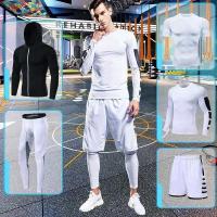 Conjunto de Atletismo para Hombres Ropa Deportiva de Fitness de Pantalones de Leggings de Compresión Pantalones de Sudor Ajustados para Gimnasio Guarda de Sudor Lycra - details 4
