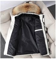 Abrigo de plumón de pato de invierno para hombre con cuello de piel con capucha, chaqueta larga informal, abrigo de invierno cálido y resistente al viento para exteriores para hombre - details 4