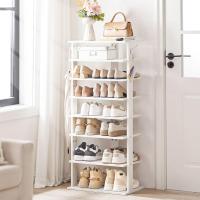 Zapatero, Estante Zapatero, Estantería para Zapatos, Mueble Zapatero de 8 Niveles, con 2 Ganchos, 50 x 28 x 113 cm, para Entrada, Dormitorio, Ahorra Espacio, Blanco - details 6