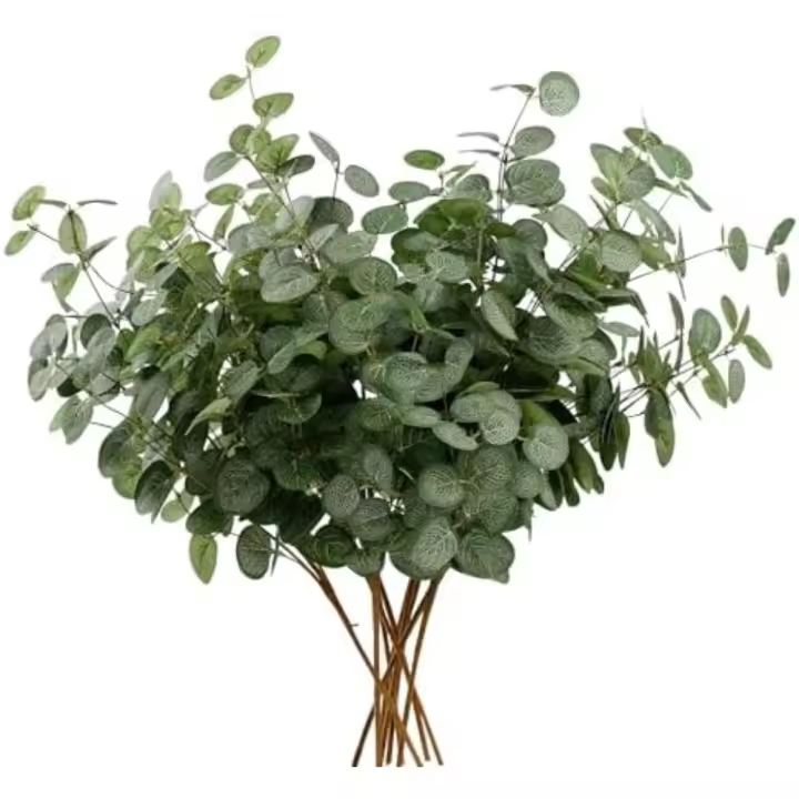 Ramos de Eucalipto Artificiales 6 Ramos de Hojas Verdes de Seda Sintética para Decoraciones de Hogar, Bodas o Fiestas - 1