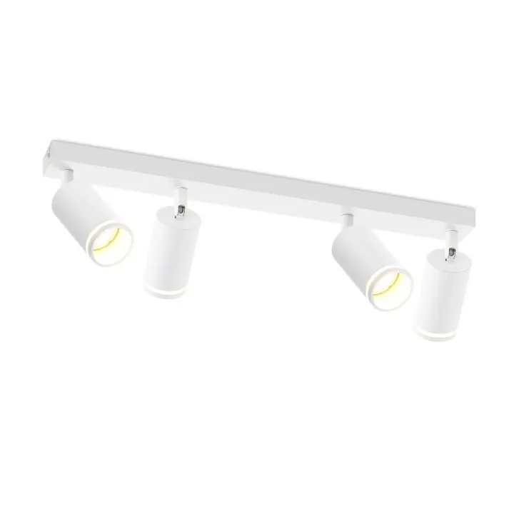 CBJKTX Foco de techo blanco 4 bombillas luz de techo moderna Foco GU10 Focos de metal interiores ajustables - 1