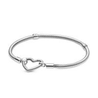 Pulsera con dije en forma de corazón con textura de hueso de serpiente de Plata de Ley 925, dijes de cuentas, colgantes, joyería fina para mujeres y niñas - details 0
