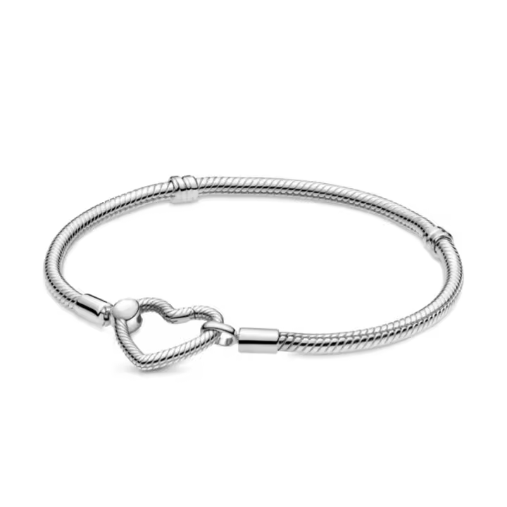Pulsera con dije en forma de corazón con textura de hueso de serpiente de Plata de Ley 925, dijes de cuentas, colgantes, joyería fina para mujeres y niñas - 1