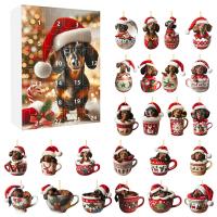 Calendario de Adviento de Navidad 2024,con 24 encantadores colgantes de perro salchicha, adornos de árbol de Navidad para decora - details 29