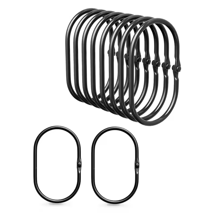 12 Uds. Anillos de Metal para cortina de ducha a prueba de herrumbre, ganchos de ducha ovalados suaves, perchas de barra para cortina de ducha reutilizables y resistentes para el hogar - 1