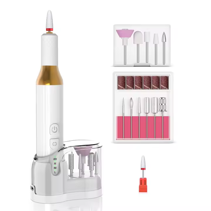 Taladro de uñas, limas eléctricas inalámbricas para uñas de gel, kit de manicura con lima electrónica, taladro recargable para mujeres, máquina profesional, amoladora acrílica - 1