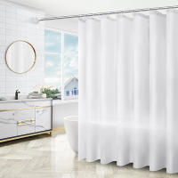 Cortinas de ducha de Color blanco, visillo de partición de tela de poliéster, impermeable, grueso, Color sólido, accesorios de baño para el hogar - details 2