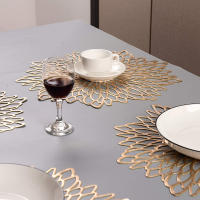 Juego de manteles individuales metálicos de PVC para mesa de comedor, almohadillas huecas para posavasos, tapetes para cuencos, hoja de vinilo, Decoración de mesa de comedor, nuevo - details 4