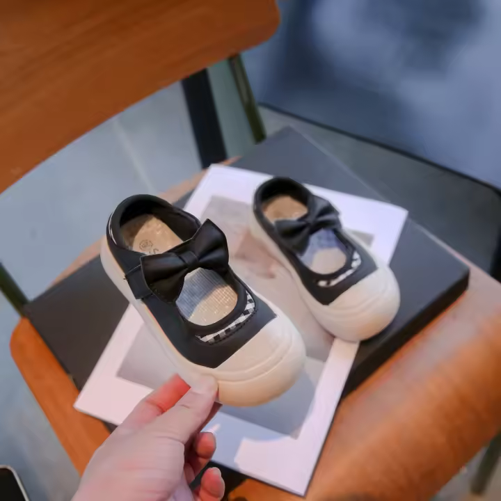 Zapatos planos multifuncionales informales a la moda para niños con punta redonda y hermoso lazo, nuevos productos para 2024, princesa - 1