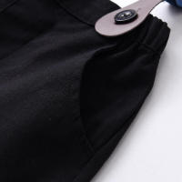 Camisa de algodón de manga corta con cuello a rayas y pajarita para niños, pantalones cortos con tirantes, conjunto de dos piezas de estilo británico, verano 2023 - details 12