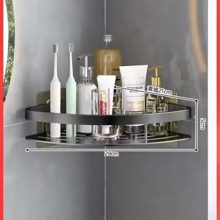 Accesorios de maquillaje para champú de aleación de aluminio, organizador de iluminación, estante de baño sin diamantes para ducha, estante de panel de pared - 1