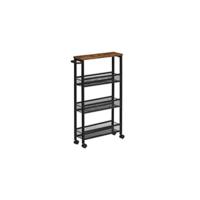 Carrito de cocina retro de 3 niveles Estante de almacenamiento resistente con bandeja de madera - details 9