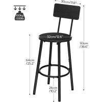 Juego de Dos Taburetes de Bar Industrial Altura Ajustable, Fácil Montaje, Negro EBK32BY01G1 - details 2