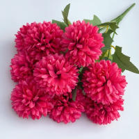 Ramo de hortensias artificiales de 9 cabezas, 42cm, flores de crisantemo simuladas de seda, accesorios de fotografía de bolas de flores artificiales - details 1